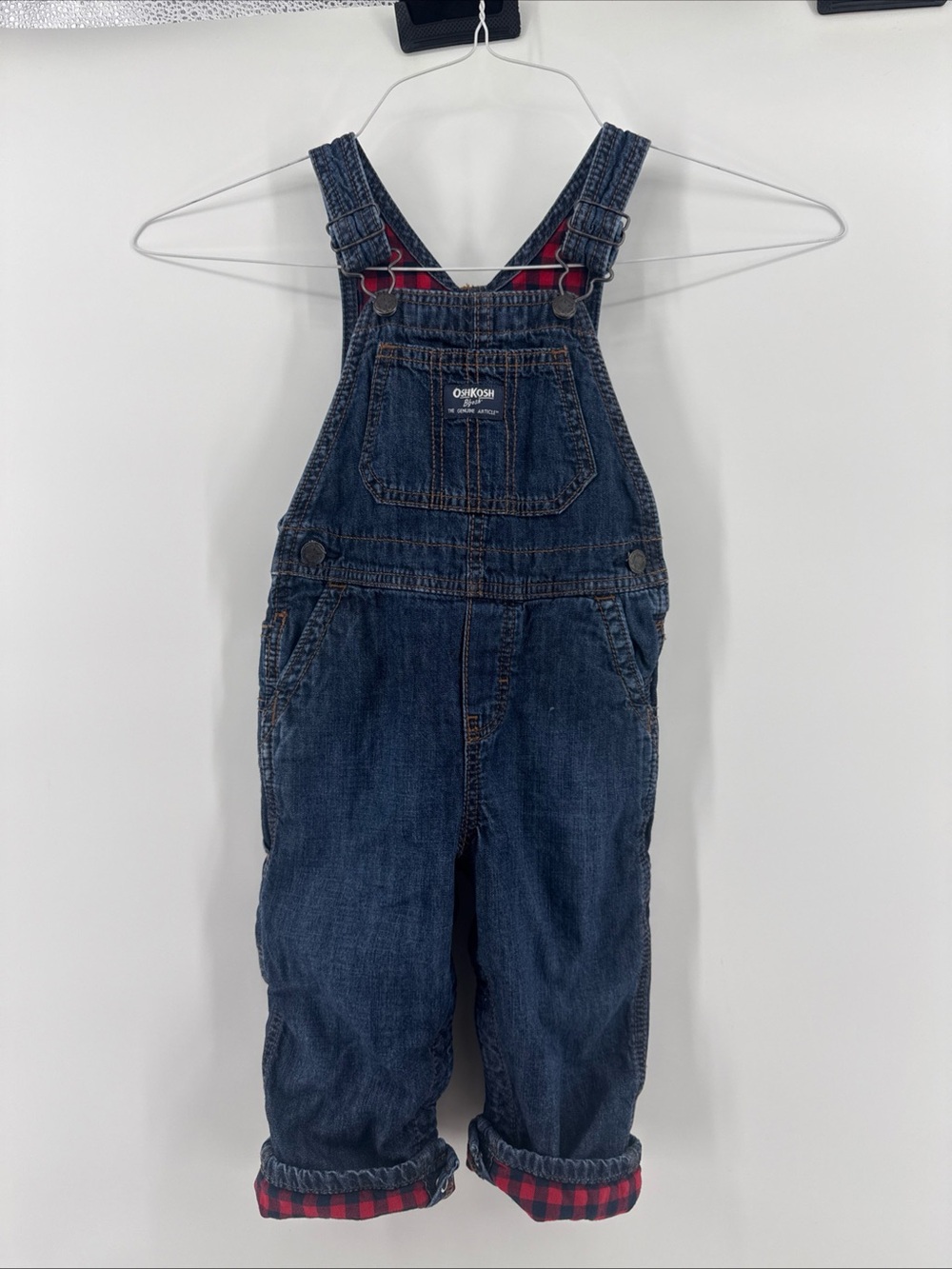 OshKosh Bgosh Baby Buffalo Check Overalls - Blue SZ 24M